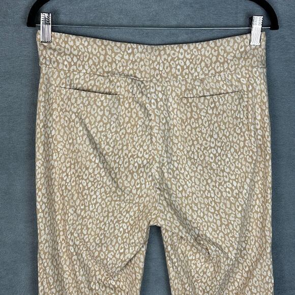 J Mclaughlin Pants Womens 8 Tan Ivy Crop Pullon Flare Animal Print Preppy Career - Picture 4 of 12
